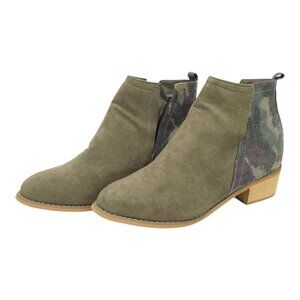 Boutique By Corkys Shield Slip On Ankle Boots Womens 10 Camo Back Faux Suede